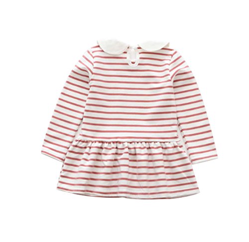 girl long sleeve knitted red stripes dress back