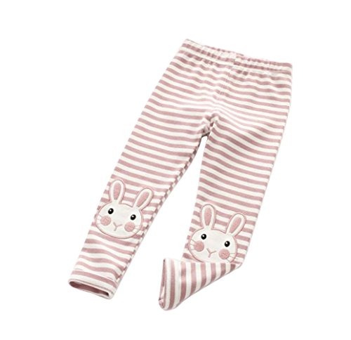 girl knitted pink stripes legging pants front