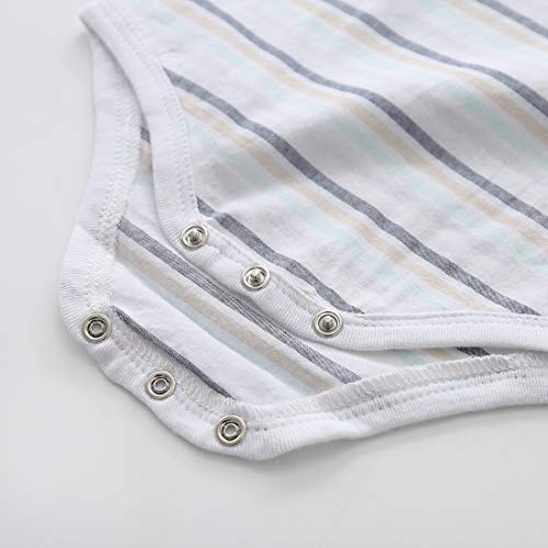 Baby Short Sleeve White/Navy Striped Bodysuit
