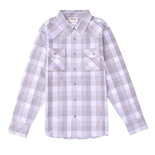 Momoland big boy long sleeve grey plaid shirt front