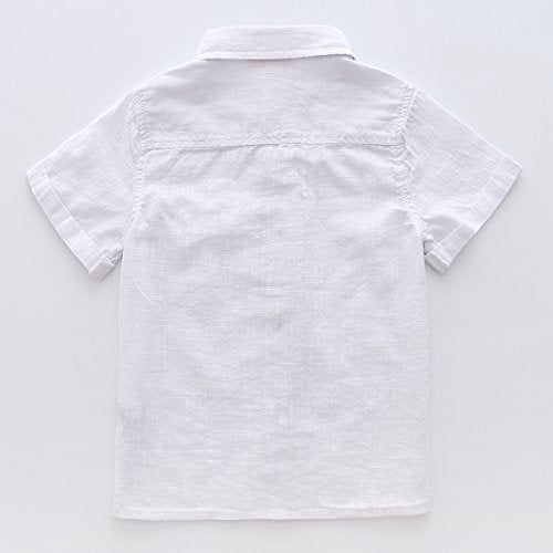 Boy Short Sleeves Fake Linen off white shirt back