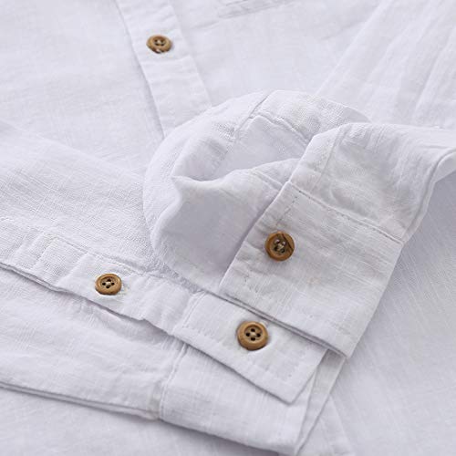 Boy Long Sleeve Woven Button Down Fake Linen Shirt