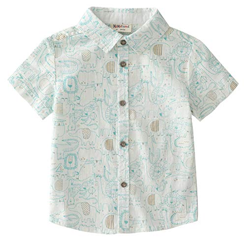 boy animals allover print short sleeve shirt front
