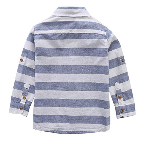 toddler boy long sleeve white/navy stripes shirt back