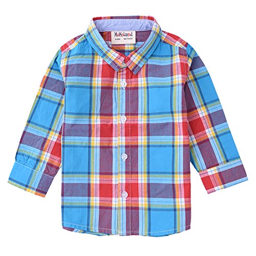 Baby long sleeve blue/red plaid shirt front