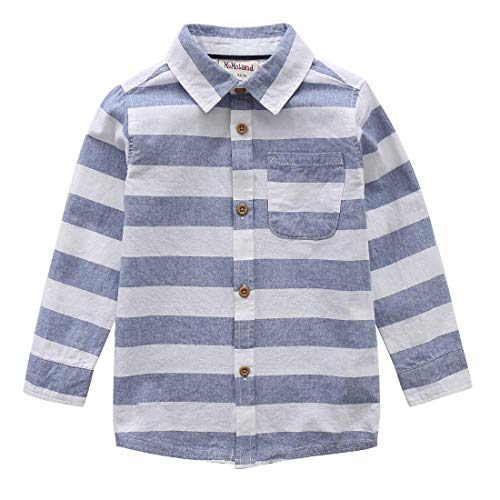 toddler boy long sleeve white/navy stripes shirt front