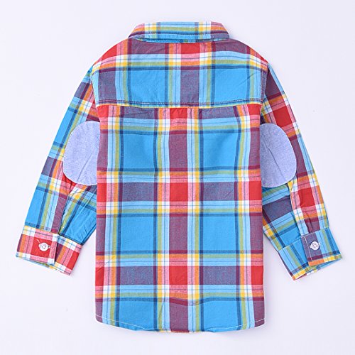 Baby long sleeve blue/red plaid shirt front