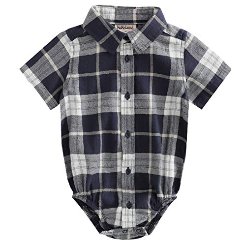 baby boys woven short sleeve plaid bodysuit infant shirt