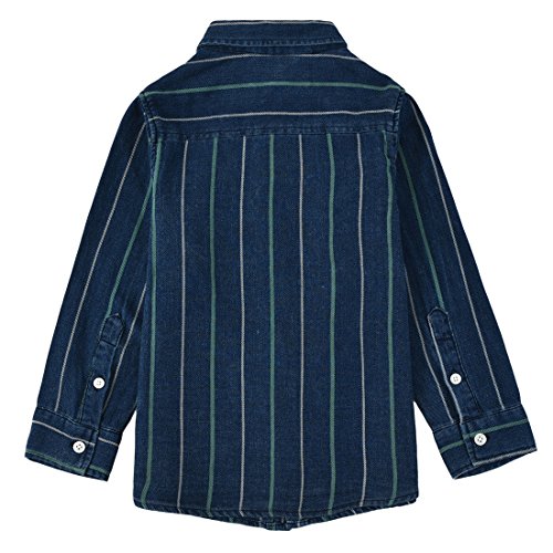 Momoland boy long sleeve navy striped denim shirt back