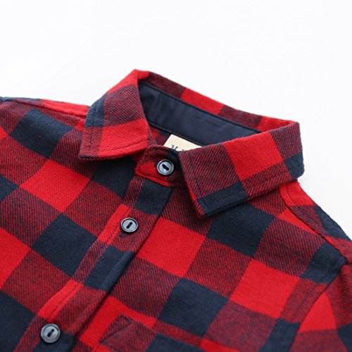 Toddler Boy Long Sleeve Red Plaid Flannel Shirt