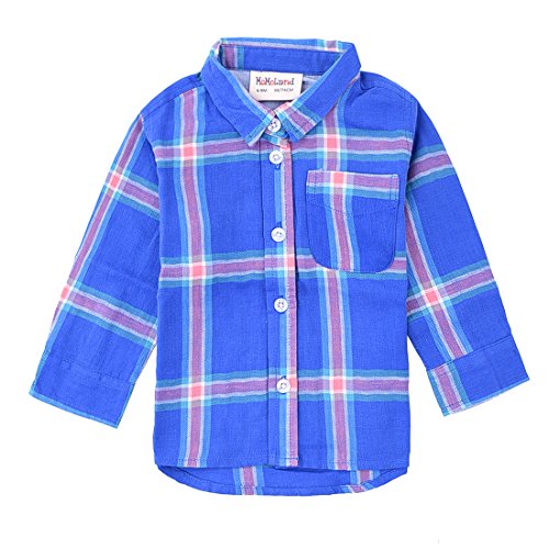 Momoland baby girl long sleeve blue/red plaid shirt front