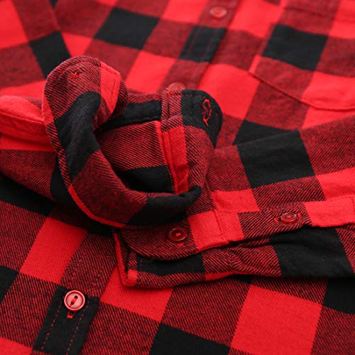 Big Boy Red/Black/White Plaid Long Sleeve Flannel Shirts