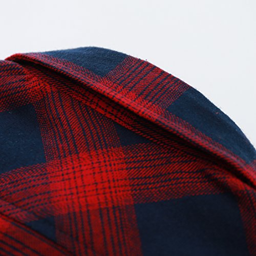 Boy Navy/Red Plaid Long Sleeve Flannel Shirts With Hooded