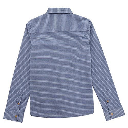 Momoland boy long sleeve blue striped chambray shirt back