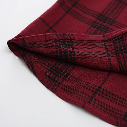 Boy Long Sleeve Wine/Black Plaid Flannel Shirt