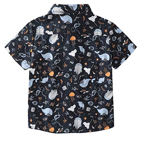 boy short sleeves navy sea world allover print shirt back