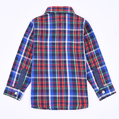 Boy Long Sleeve Woven Flannel Blue/Red Plaid Shirt back