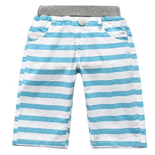 boy woven light blue/white stripes short front