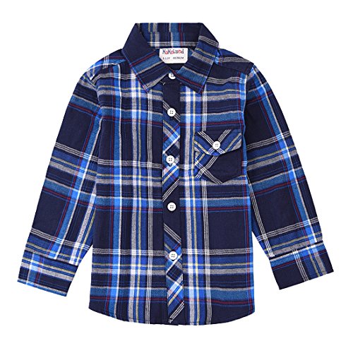 Boy Long Sleeve blue/navy plaid Shirt front