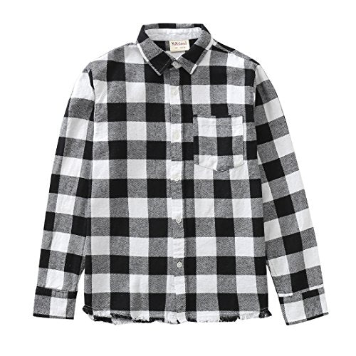 Momoland big boy long sleeve white/black plaid shirt front