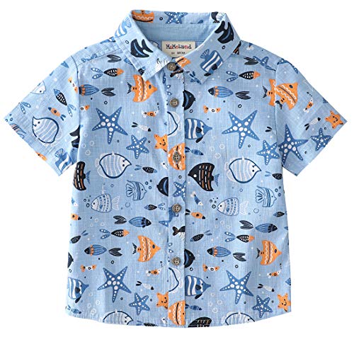 boy short sleeve all print fake linen shirt front