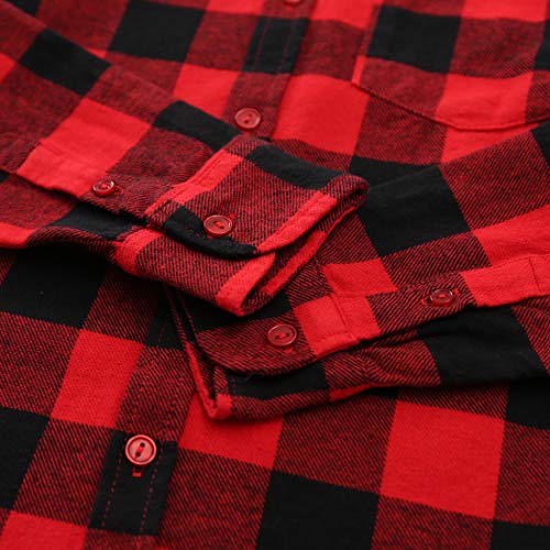 Big Boy Red/Black/White Plaid Long Sleeve Flannel Shirts