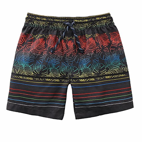 Boy Swim Trunks with UPF 50+ Sun Protection colourfully leaves