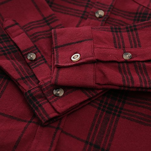 Boy Long Sleeve Wine/Black Plaid Flannel Shirt