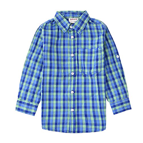 Boy green/blue Plaid long sleeves Shirts