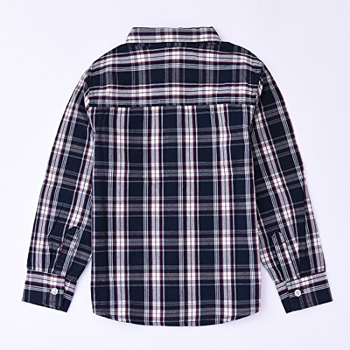 Momoland boy long sleeve navy plaid shirt back