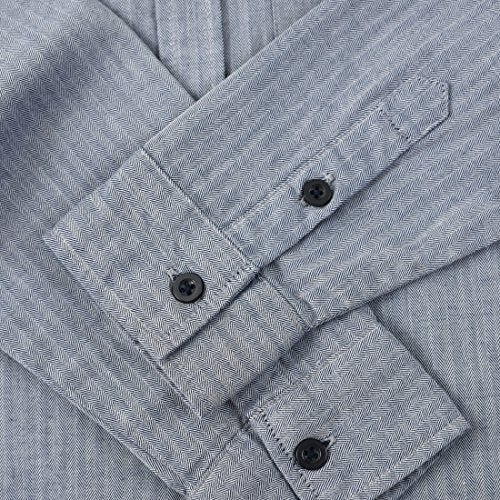 Boy Navy Herringbone Long Sleeve Shirts