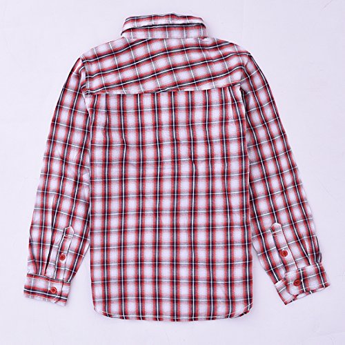 Momoland boy long sleeve red/white plaid shirt back