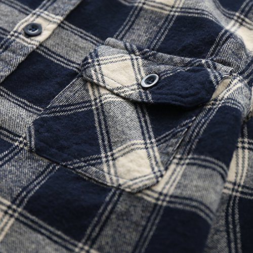 Boy Navy/White/Black/Red Plaid Long Sleeve Flannel Shirts with Pockets