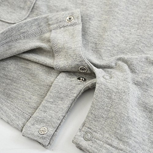 Baby Short Sleeve Gray Terry Romper With Hooded