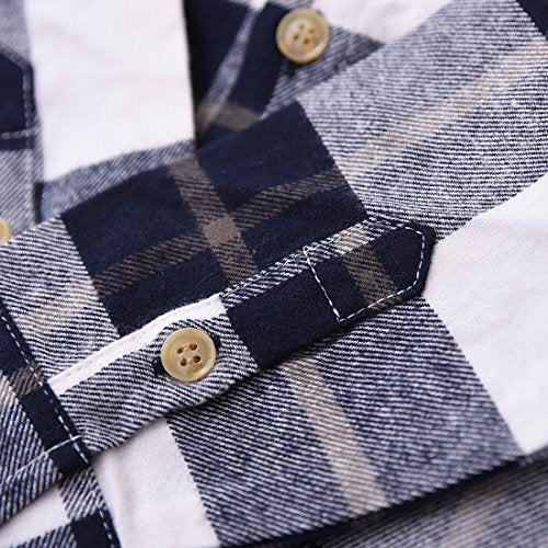 Boy White Plaid Long Sleeve Flannel Shirts with Pockets