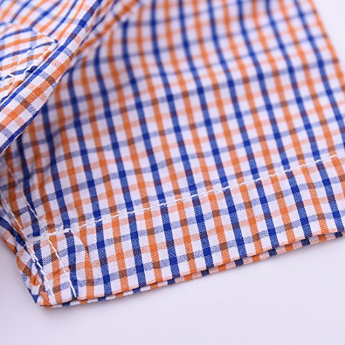 Baby Short Sleeve Blue/Orange Plaid Shirt