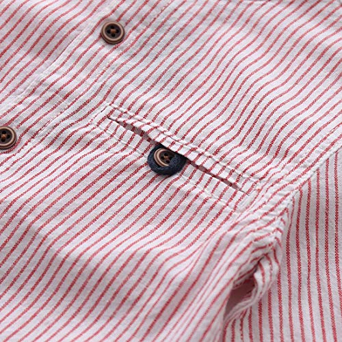 Toddler Boy Long Sleeve Mandarin Collar Red stripes Shirt