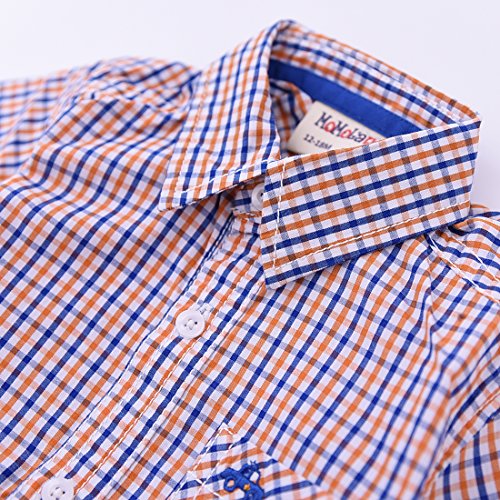 Baby Short Sleeve Blue/Orange Plaid Shirt