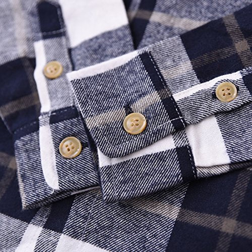 Boy White Plaid Long Sleeve Flannel Shirts with Pockets