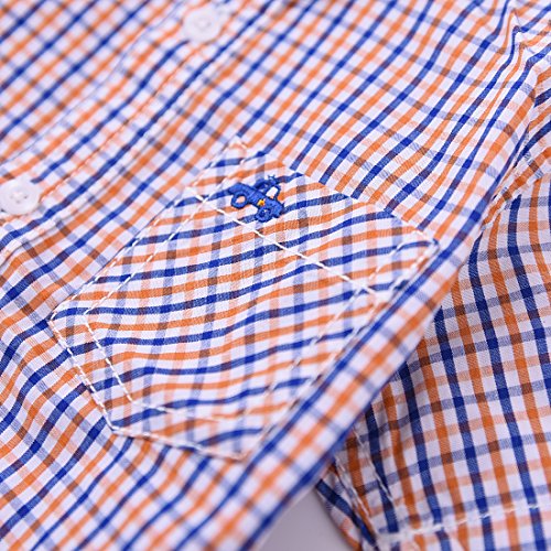 Baby Short Sleeve Blue/Orange Plaid Shirt