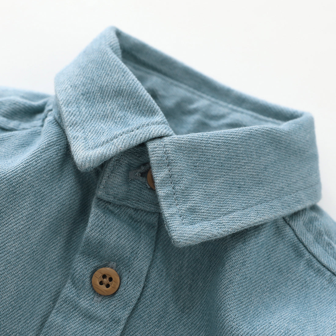 MOMOLAND Baby Boys Woven Denim Button Up Long Sleeve Bodysuit Romper Shirt