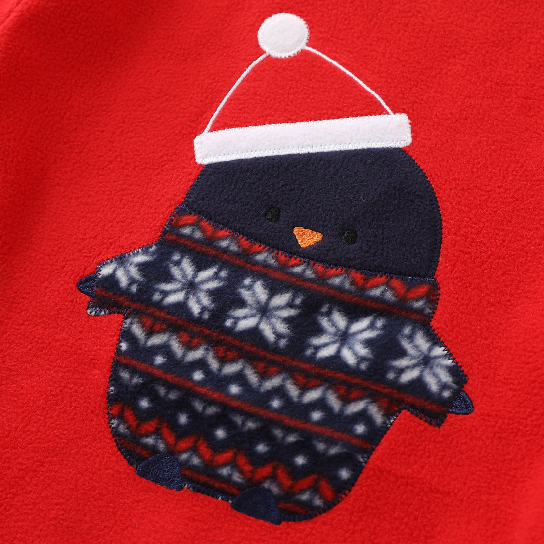 Boy Long Sleeve Polar Fleece Christmas Red/Aop Snowflake Pajamas Set