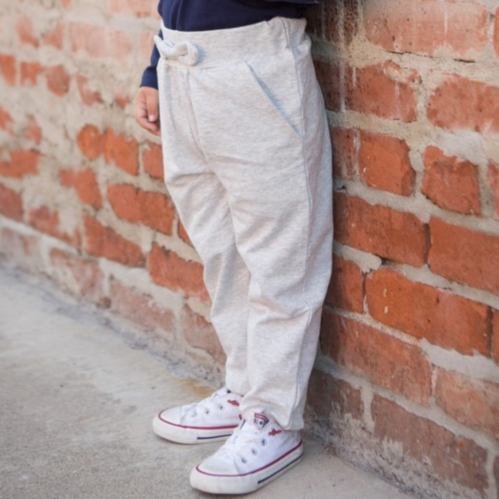 girl grey french terry jogger pant model