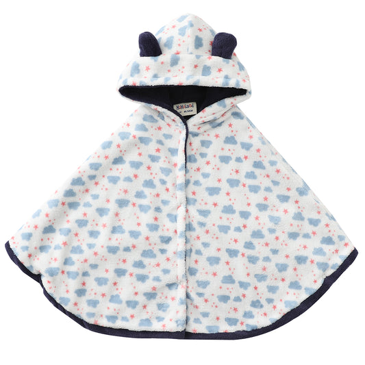 baby toddler hooded white/navy cloak