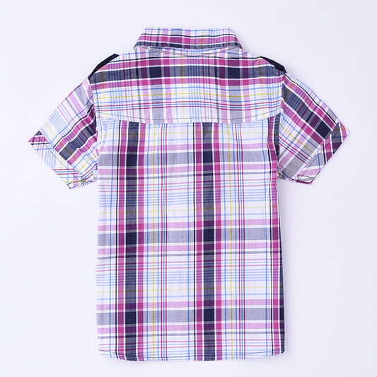 baby,short sleeve,plaid,shirt