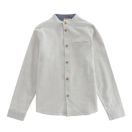boy long sleeve mandarin collar pique jacquard shirt