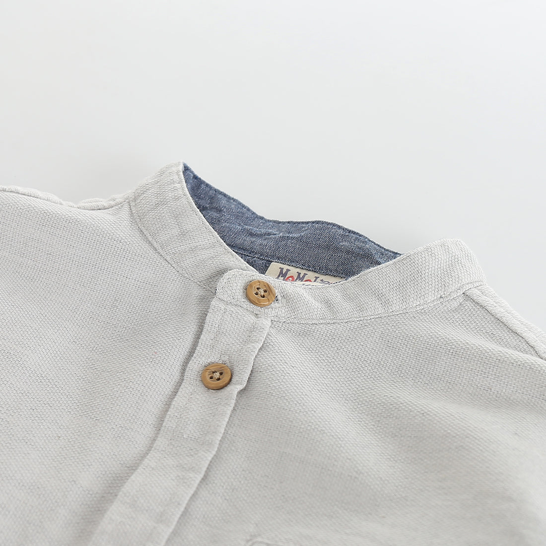 Boy Long Sleeve Woven Mandarin Collar Pique Jacquard Design Shirt