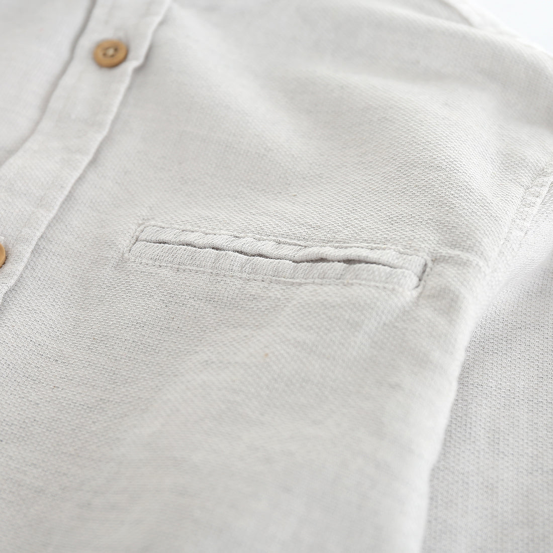 Boy Long Sleeve Woven Mandarin Collar Pique Jacquard Design Shirt