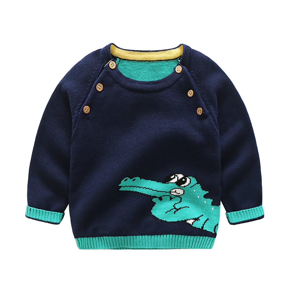 toddler boy long sleeve navy sweater front