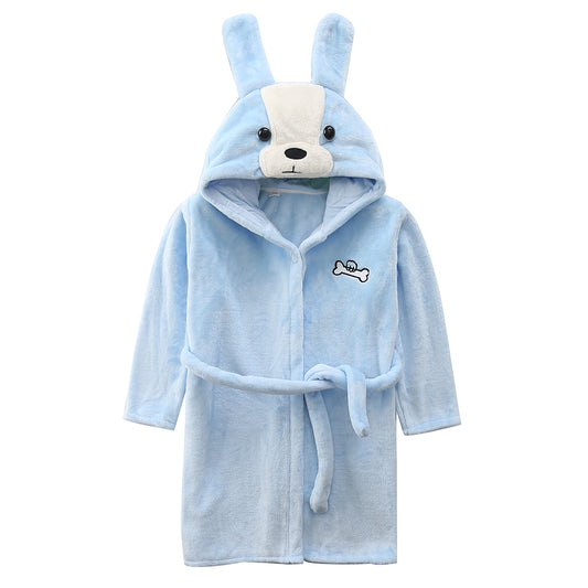 Toddler Girls Hooded Coral Fleece Sleep Robe Bathrobe
